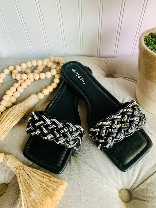 Bling Braided Slide In Sandals